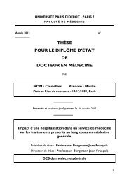 Impact d'une hospitalisation en médecine sur les traitements ...