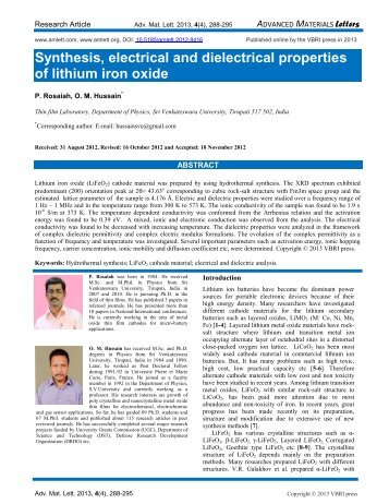 Synthesis, electrical and dielectric properties of lithium iron oxide