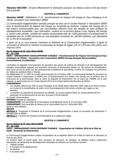 Séance du 14 décembre 2009 - Pays d'Aubagne et de l'Etoile