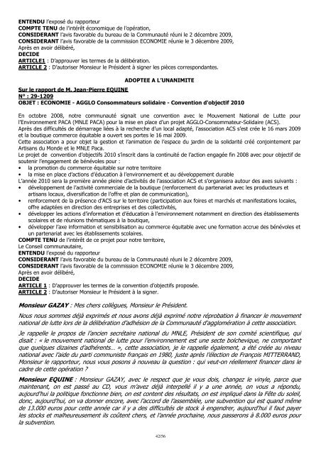 Séance du 14 décembre 2009 - Pays d'Aubagne et de l'Etoile