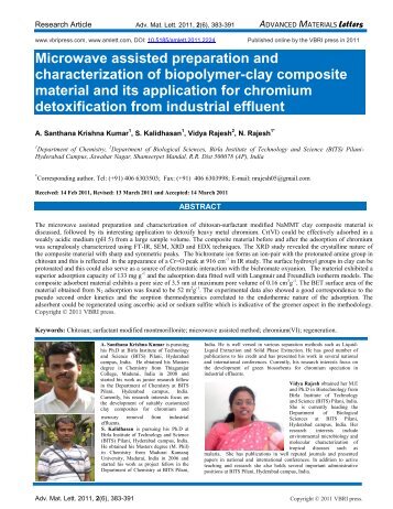 Microwave assisted preparation and characterization of biopolymer ...