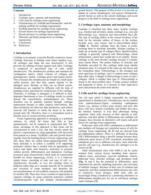 Cartilage tissue engineering: current scenario and challenges