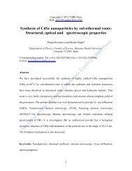 Synthesis of CdSe nanoparticles by solvothermal route: Structural ...