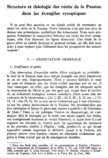 Structure et théologie des récits de la Passion dans les évangiles ...