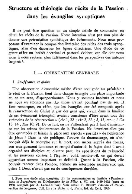 Structure et théologie des récits de la Passion dans les évangiles ...