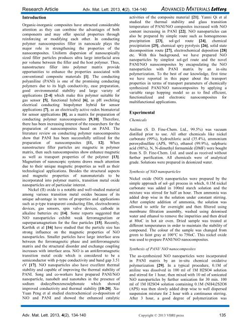 Magnetic and transport properties of conducting polyaniline/nickel ...