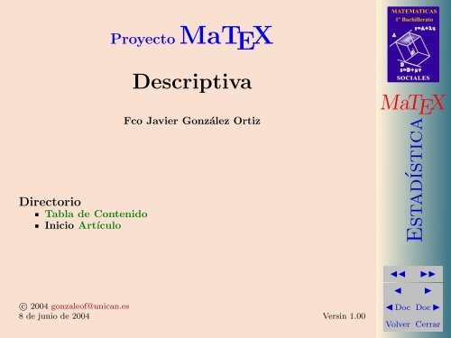 MaTEX Estad´ıstica Descriptiva
