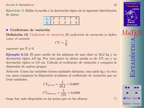 MaTEX Estad´ıstica Descriptiva