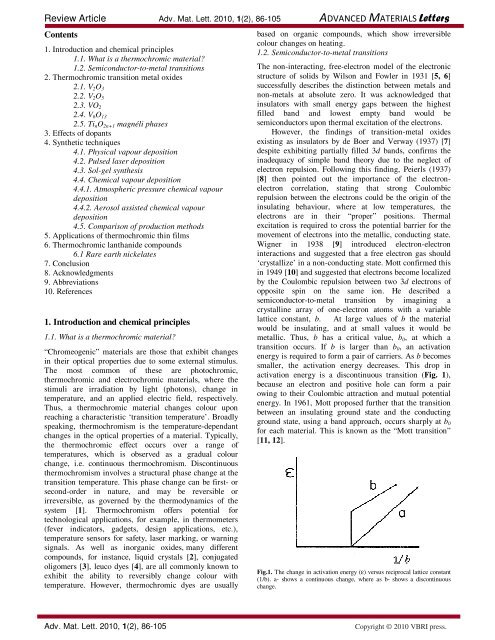 Solid state thermochromic materials - Advanced Materials Letters