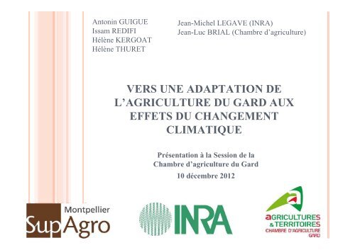 Presentation INRA Session dec2012 - Chambre d'Agriculture du Gard