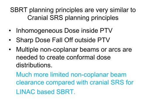 SBRT Treatment Planning: Practical Considerations