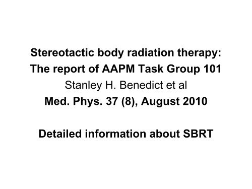 SBRT Treatment Planning: Practical Considerations