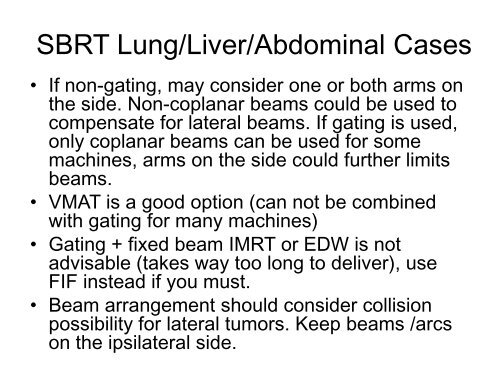 SBRT Treatment Planning: Practical Considerations