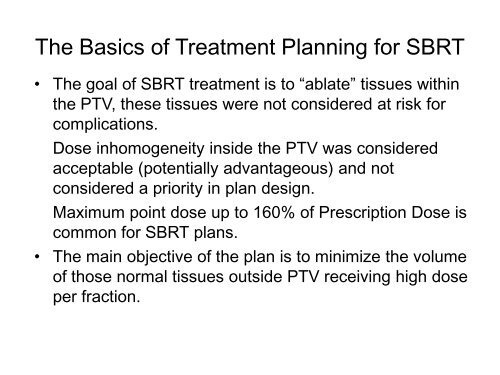 SBRT Treatment Planning: Practical Considerations