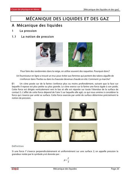 MCANIQUE DES LIQUIDES ET DES GAZ