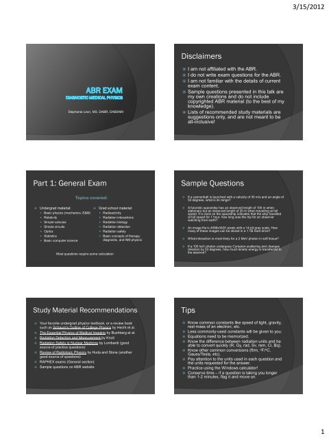 ABR Exam diagnostic medical physics