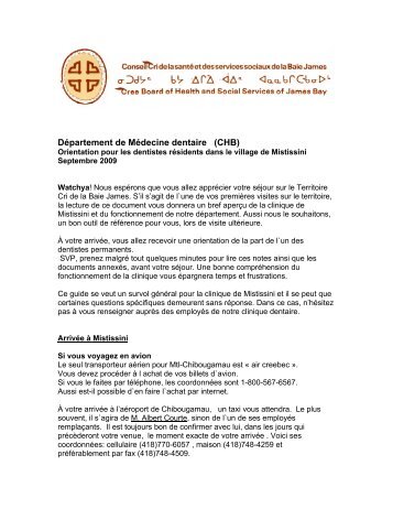 Département de Médecine dentaire (CHB) - Cree Board