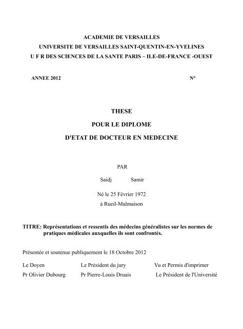 These Pour Le Diplome D Etat De Docteur En Medecine These Img