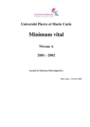 Minimum vital - Faculté de médecine Pierre et Marie Curie ...