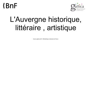 L'Auvergne historique, littéraire , artistique. 1894-1903. - Bibliothèque