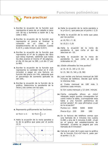 Ejercicios de funciones polinómicas - Amolasmates