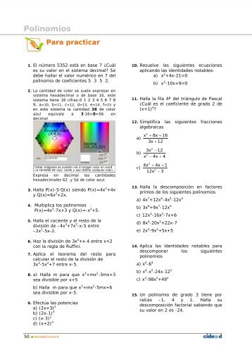 Ejercicios completos de polinomios - Amolasmates