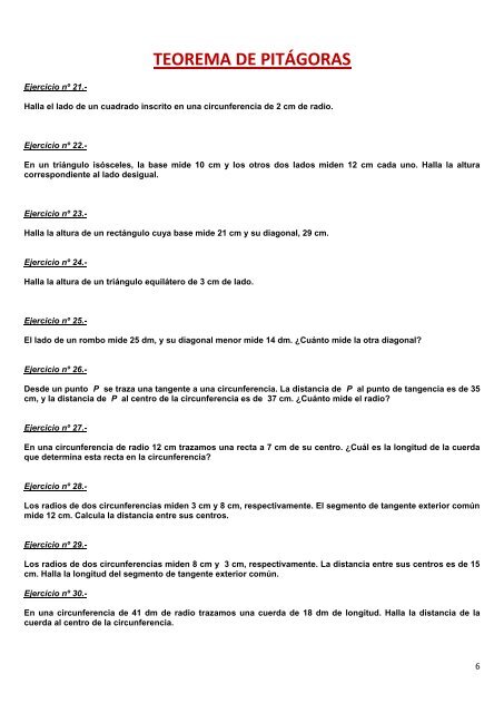 Ejercicios de problemas métricos I. - Amolasmates