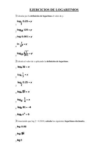 EJERCICIOS DE LOGARITMOS - Amolasmates