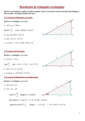 Resolución de triángulos rectángulos - Amolasmates