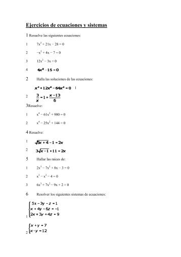 Ejercicios de ecuaciones y sistemas.pdf - Amolasmates