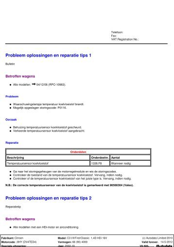 Probleem oplossingen en reparatie tips 1 Probleem oplossingen en ...