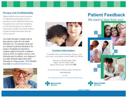 Patient Relations Brochure - Alberta Health Services