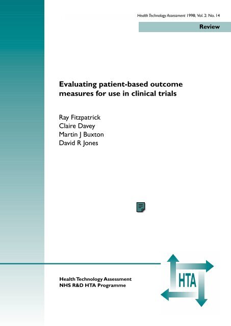 Evaluating Patient-Based Outcome Measures - NIHR Health ...