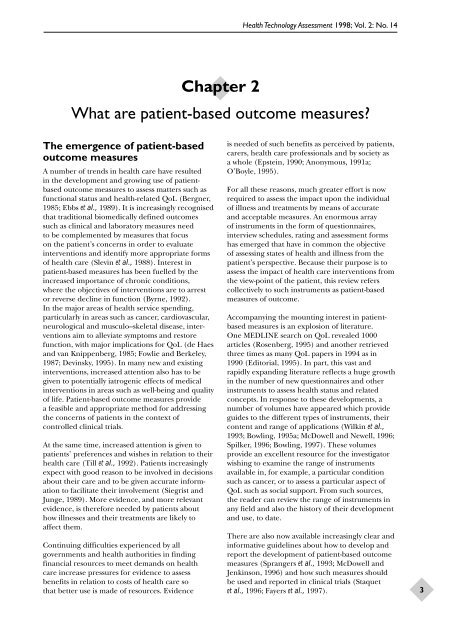 Evaluating Patient-Based Outcome Measures - NIHR Health ...