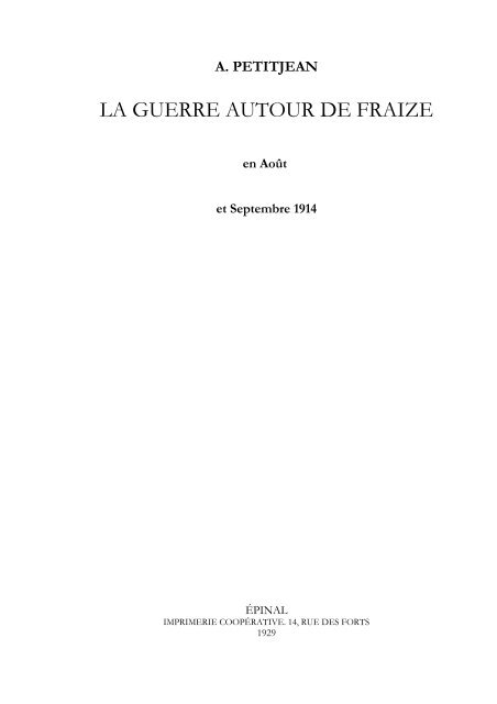 Curé Léon Petitjean - La guerre autour de Fraize (.pdf) - La Costelle