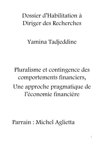 Pluralisme et contingence des comportements ... - EconomiX