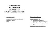 AUSBILDUNG STAATLICH GEPRÜFTER SPORTLEHRER/INNEN