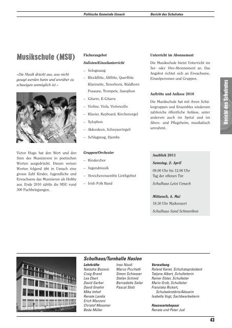 Berichte Rechnungen 2010 Voranschläge 2011 Gutachten - Uznach