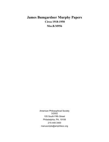 James Bumgardner Murphy Papers - American Philosophical Society