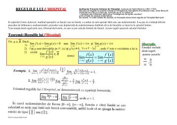 Regula lui L'Hospital - Analiza matematica. MPT