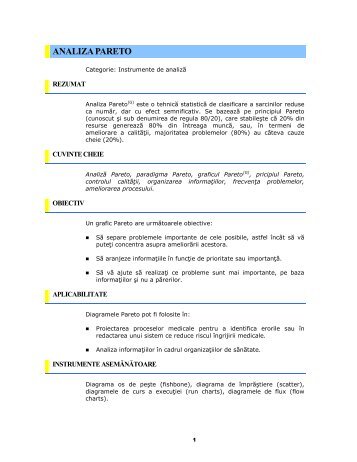 ANALIZA PARETO - Analiza matematica. MPT