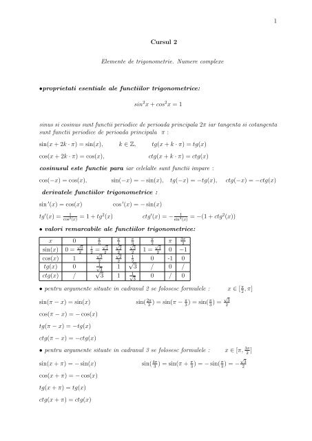 fisa suport teoretic - Analiza matematica. MPT