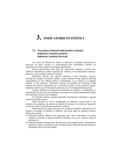 Indicatori statistici - Analiza matematica. MPT