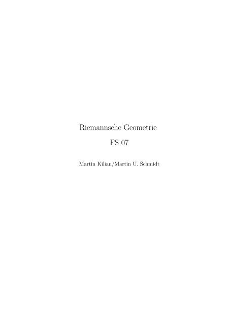 Riemannsche Geometrie FS 07 - Lehrstuhl für Mathematik III