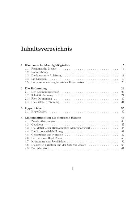 Riemannsche Geometrie FS 07 - Lehrstuhl für Mathematik III