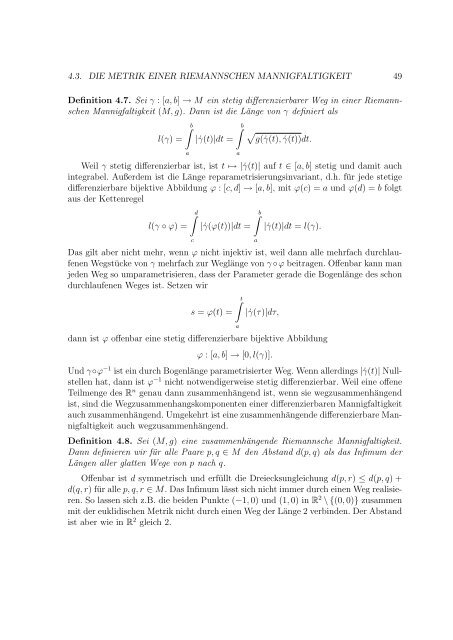 Riemannsche Geometrie FS 07 - Lehrstuhl für Mathematik III