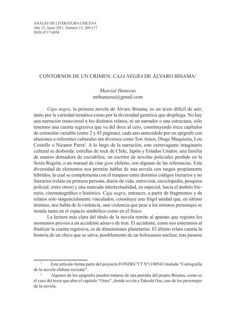 Caja negra de Álvaro Bisama - Anales de Literatura Chilena