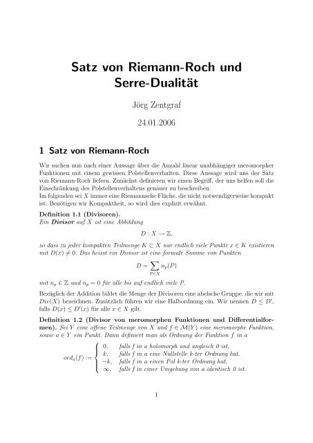 Satz von Riemann-Roch und Serre-Dualität