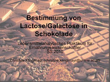 Bestimmung von Lactose/Galactose in Schokolade