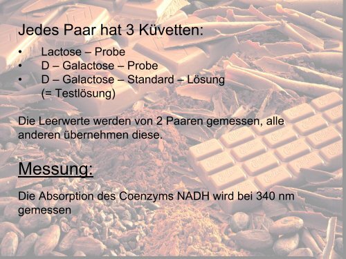 Bestimmung von Lactose/Galactose in Schokolade